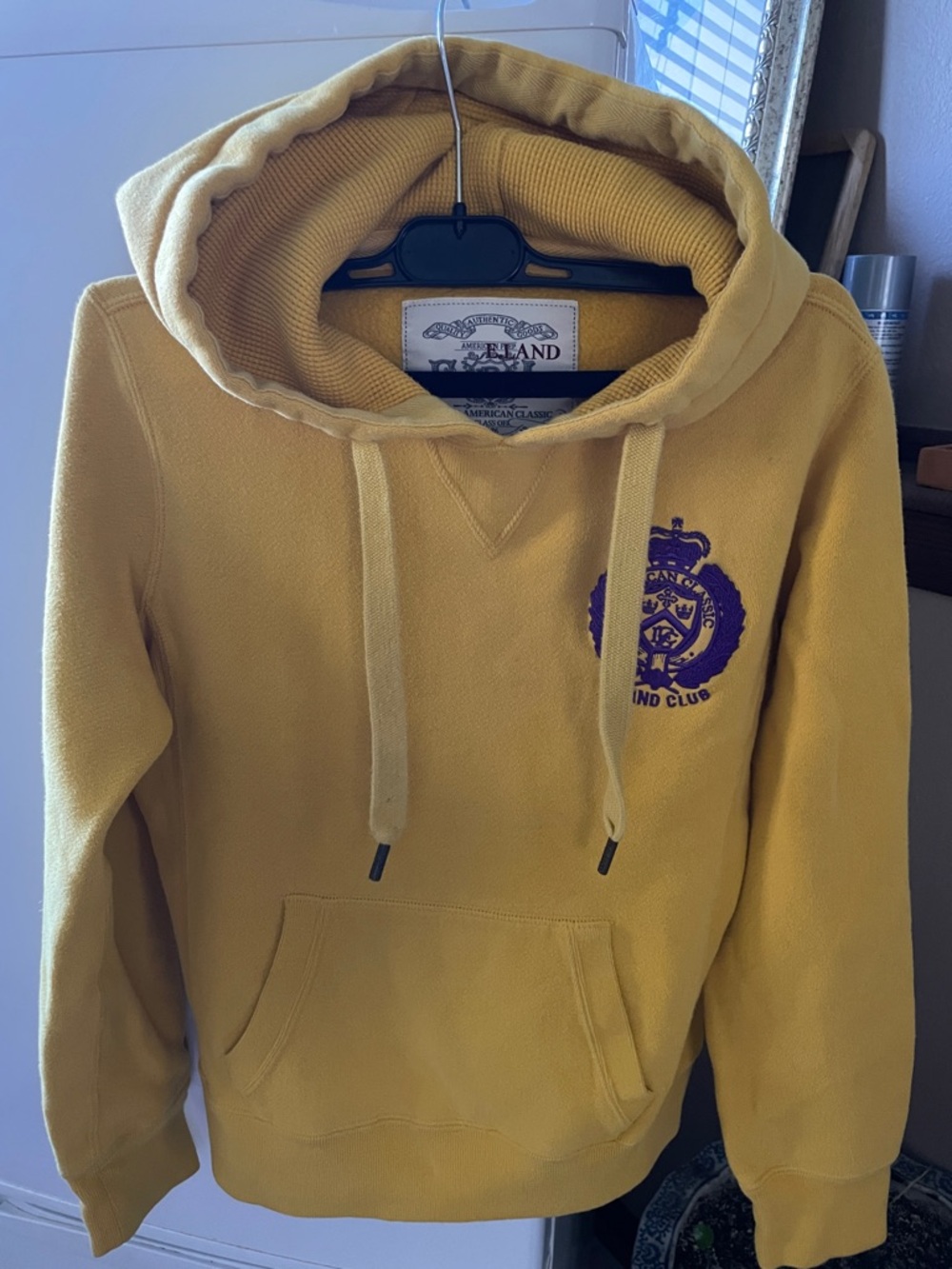 Eland Women’s Hooded Sweatshirt in Mustard Yellow with Crest
